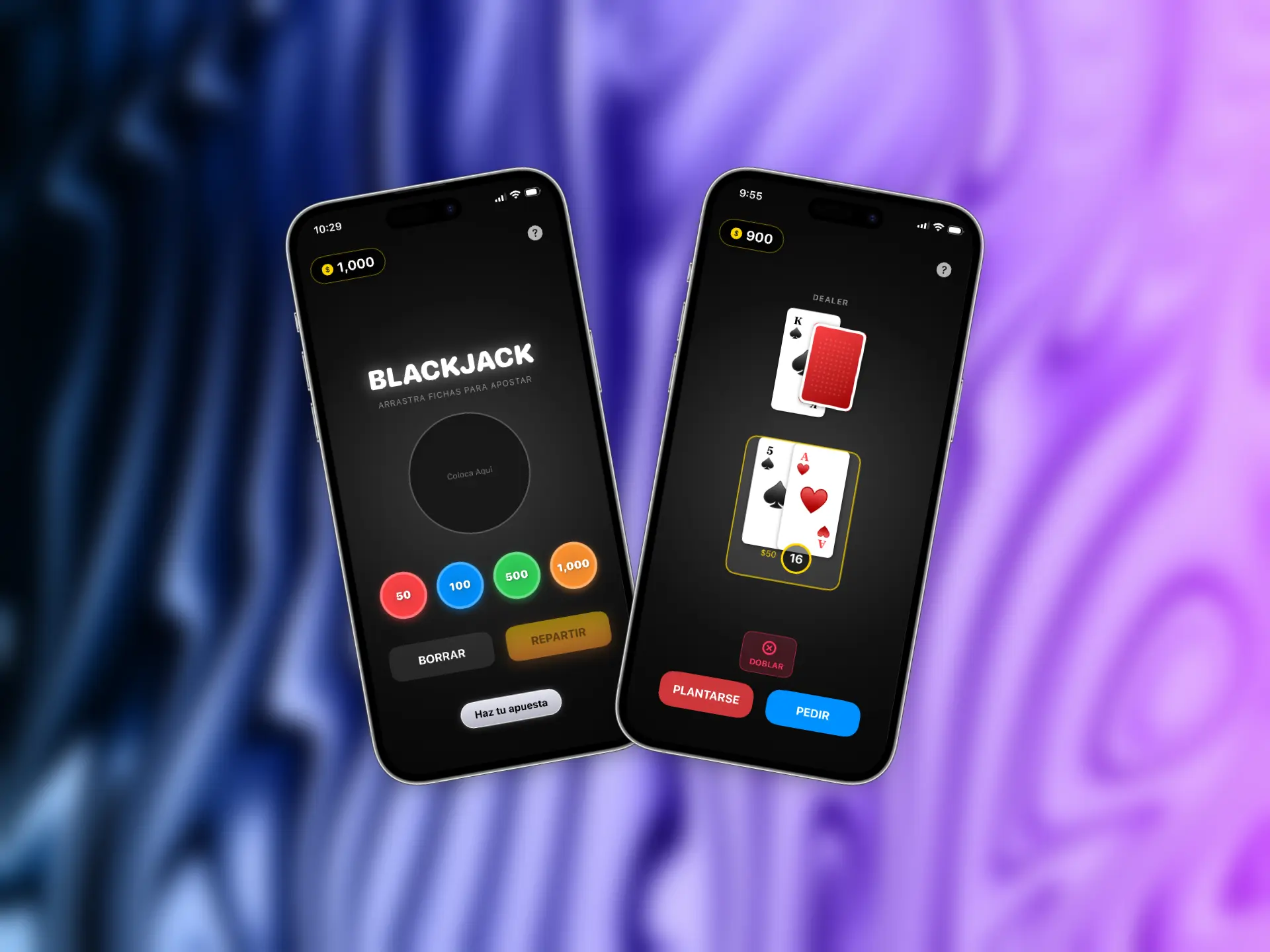 Captura de pantalla del proyecto BlackJack